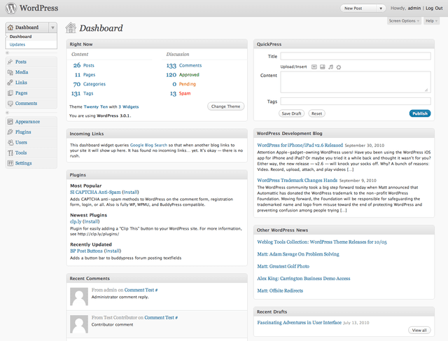 Una vecchia versione di wordpress